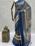 Impressive Navy Blue Dori Work Silk Office Wear Saree With Blouse