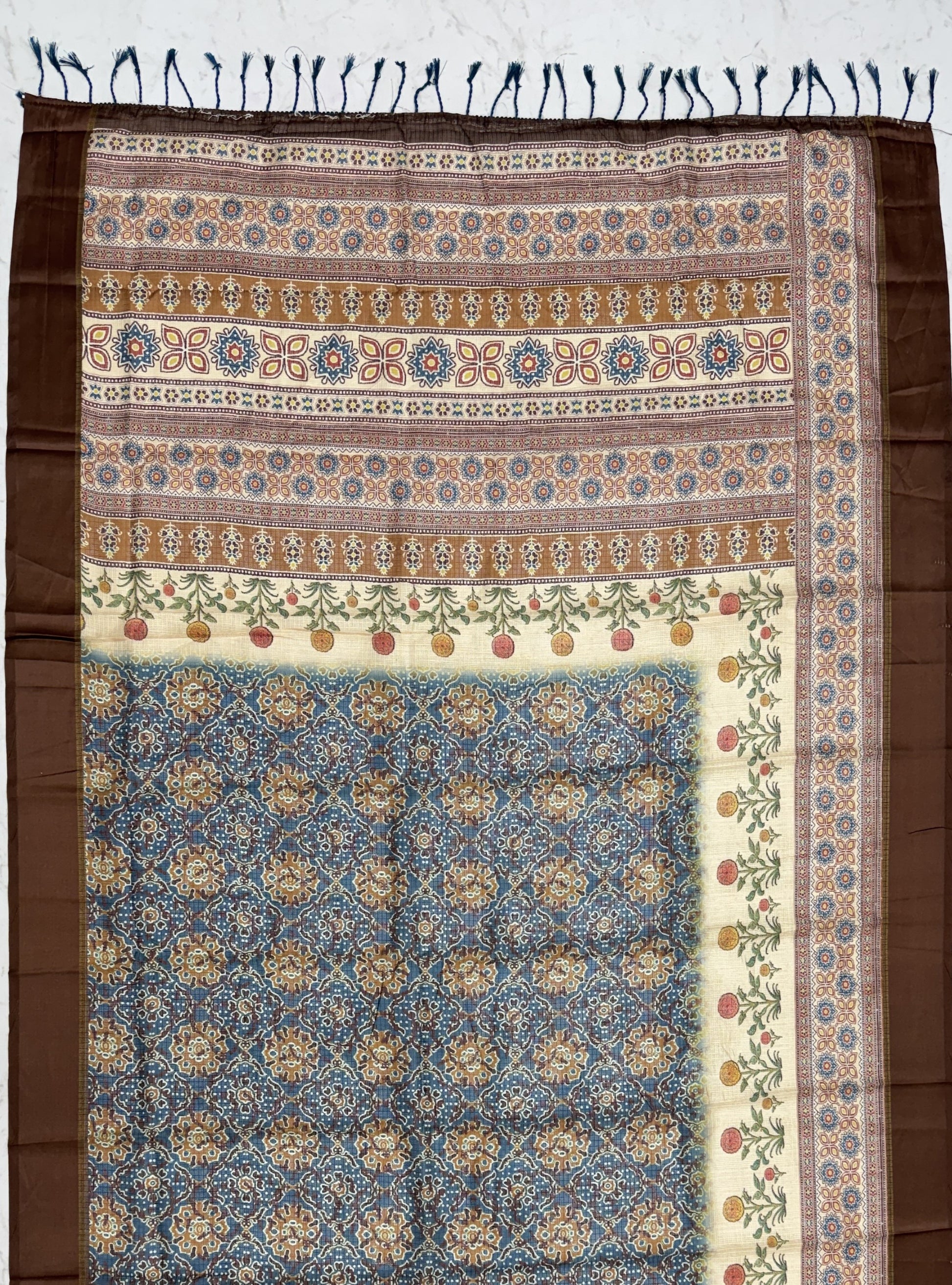 Adorable Blue Printed Silk Office Wear Saree With Blouse