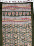 Precious Olive Green Floral Printed Silk Traditional Wear Saree With Blouse