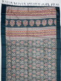 Amazing Teal Blue Printed Silk Function Wear Saree With Blouse