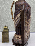 Dazzling Brown Printed Silk Office Wear Saree With Blouse