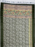 Impressive Olive Green Floral Print Silk Office Wear Saree With Blouse