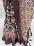 Majestic Brown Printed Silk Festival Wear Saree With Blouse