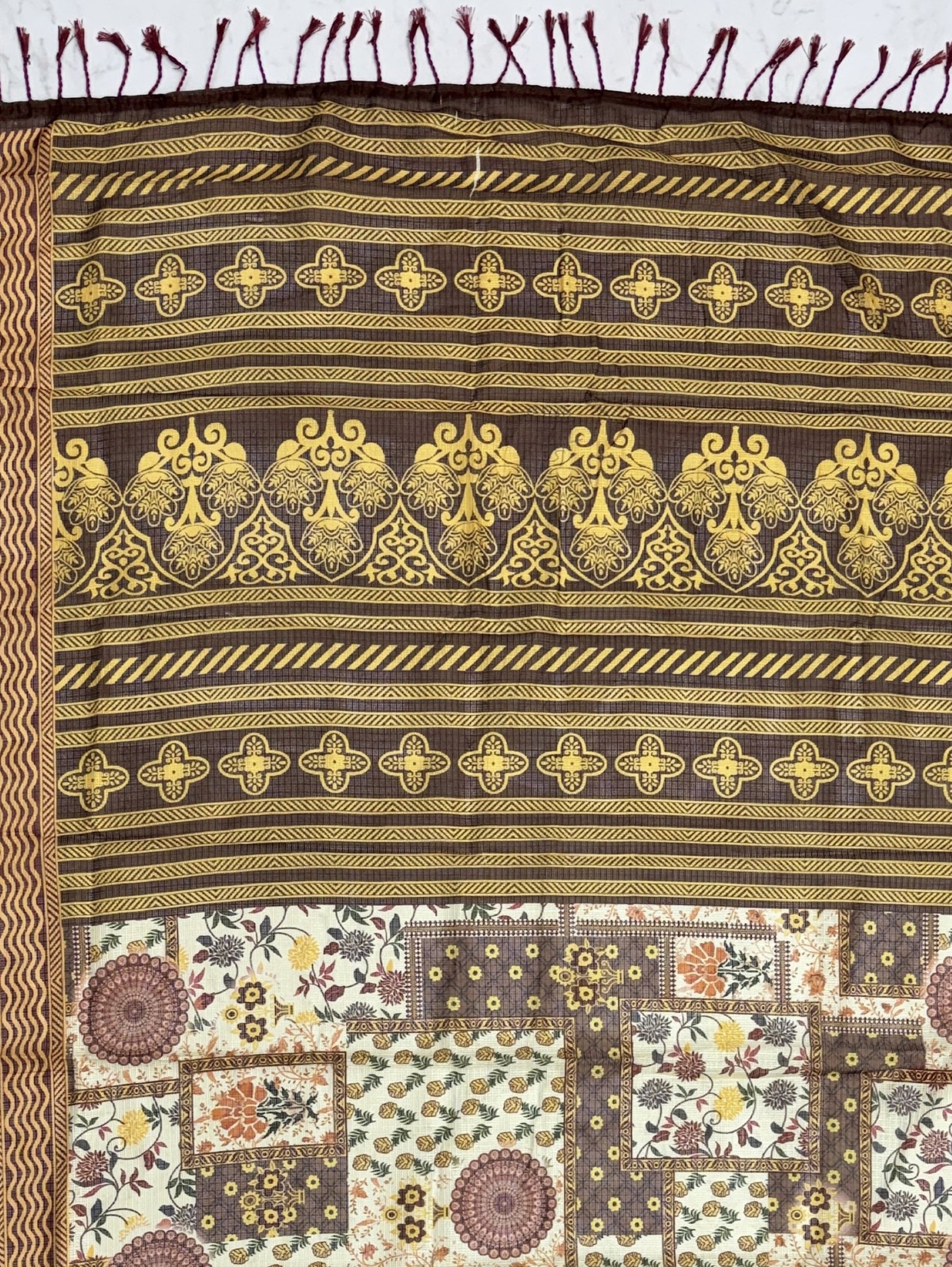 Majestic Brown Dori-Work Silk Daily Wear Saree With Blouse