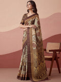 Majestic Brown Dori-Work Silk Daily Wear Saree With Blouse