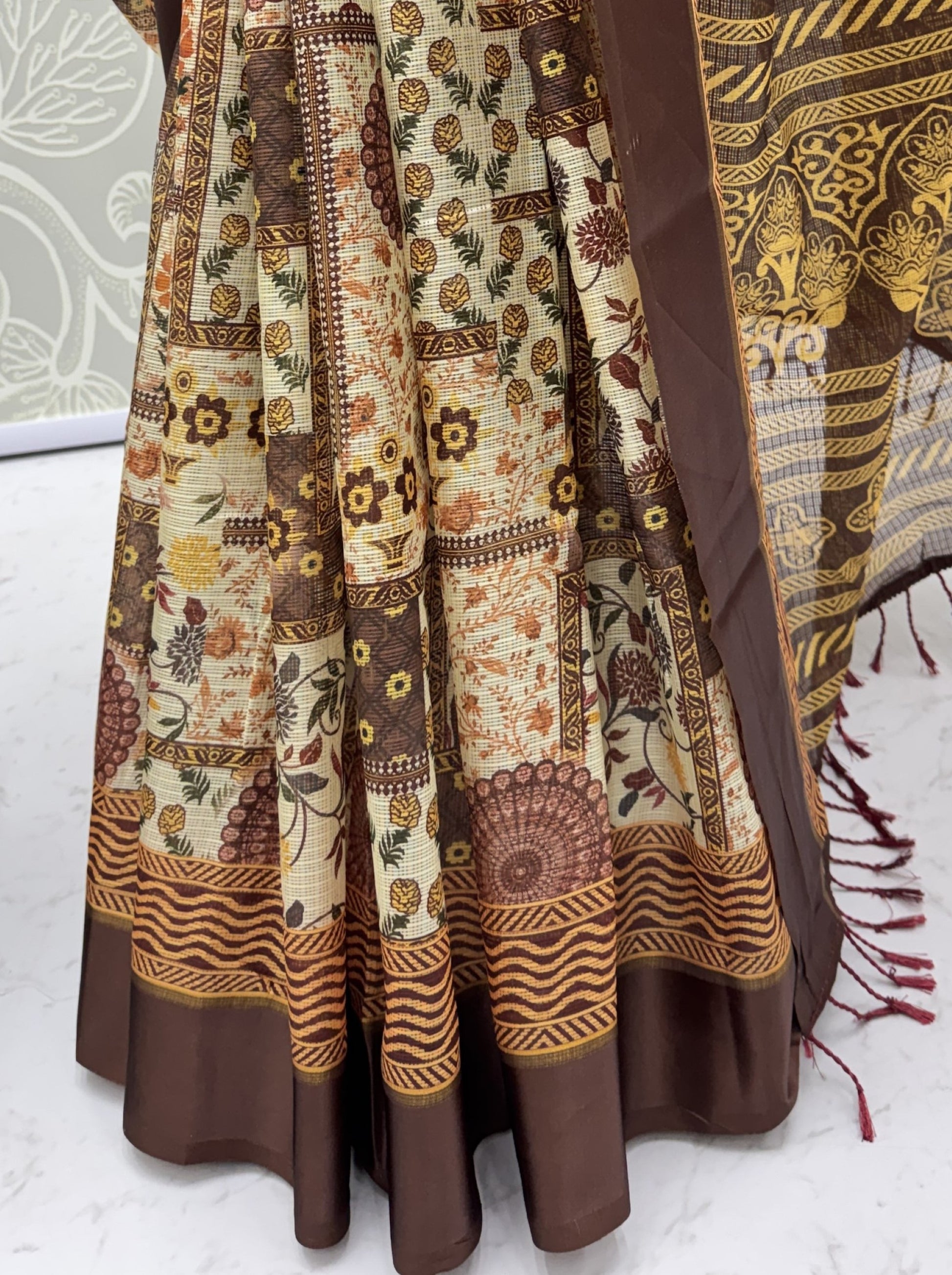 Majestic Brown Dori-Work Silk Daily Wear Saree With Blouse