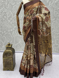 Majestic Brown Dori-Work Silk Daily Wear Saree With Blouse