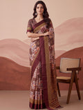 Incredible Mauve Printed Silk Casual Wear Saree With Blouse