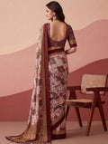 Incredible Mauve Printed Silk Casual Wear Saree With Blouse