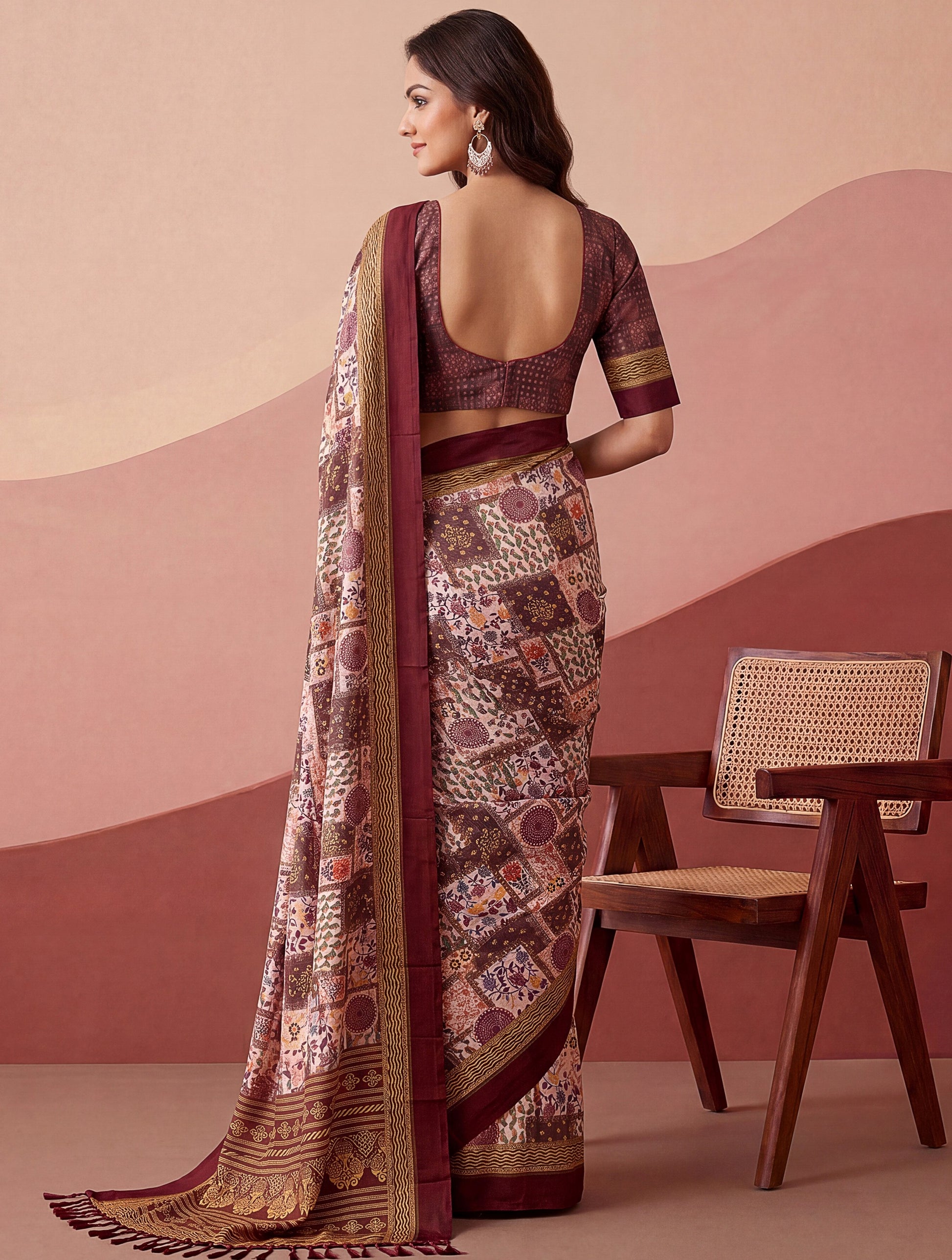 Incredible Mauve Printed Silk Casual Wear Saree With Blouse