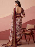 Incredible Mauve Printed Silk Casual Wear Saree With Blouse