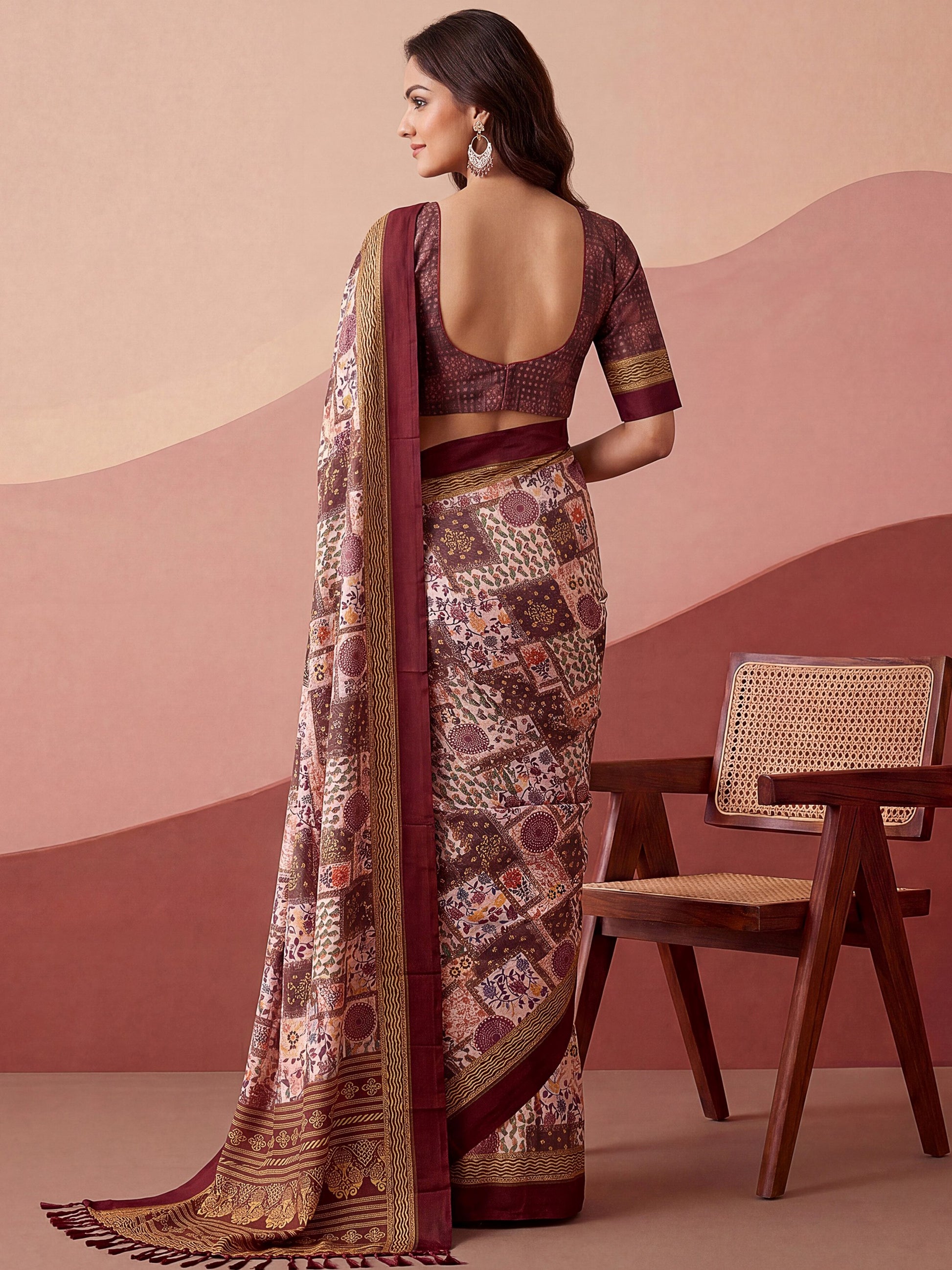Incredible Mauve Printed Silk Casual Wear Saree With Blouse