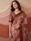 Incredible Mauve Printed Silk Casual Wear Saree With Blouse