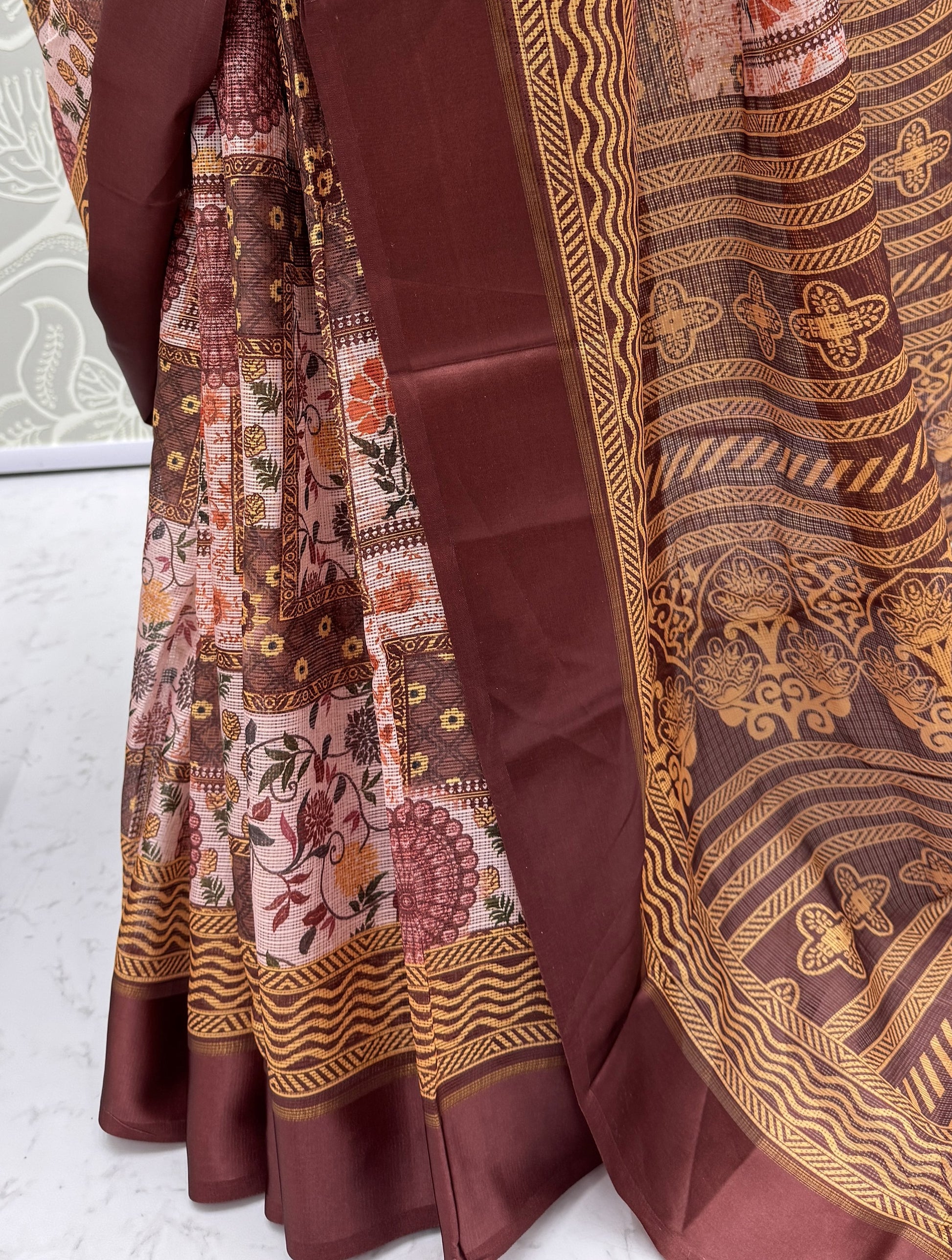 Incredible Mauve Printed Silk Casual Wear Saree With Blouse