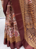 Incredible Mauve Printed Silk Casual Wear Saree With Blouse