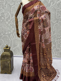 Incredible Mauve Printed Silk Casual Wear Saree With Blouse