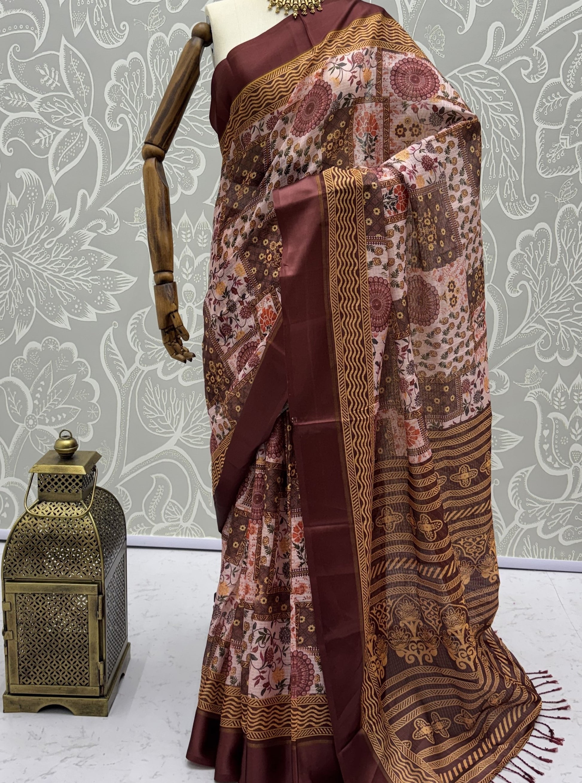 Incredible Mauve Printed Silk Casual Wear Saree With Blouse