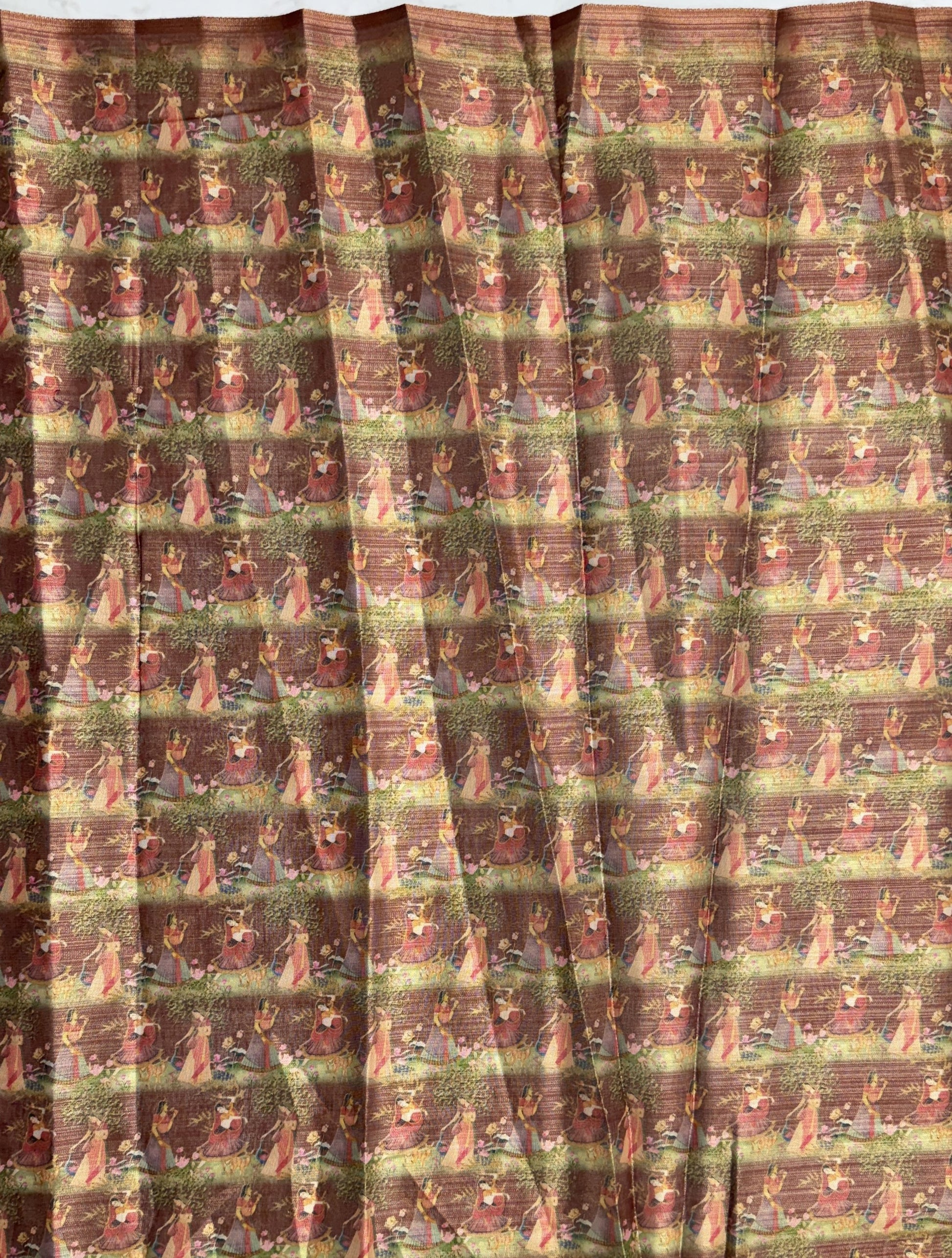 Glamorous Rust Brown Printed Silk Office  Wear Saree With Blouse