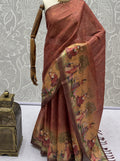 Glamorous Rust Brown Printed Silk Office  Wear Saree With Blouse