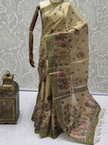 Fabulous Beige Dori Work Silk Festival Wear Saree With Blouse