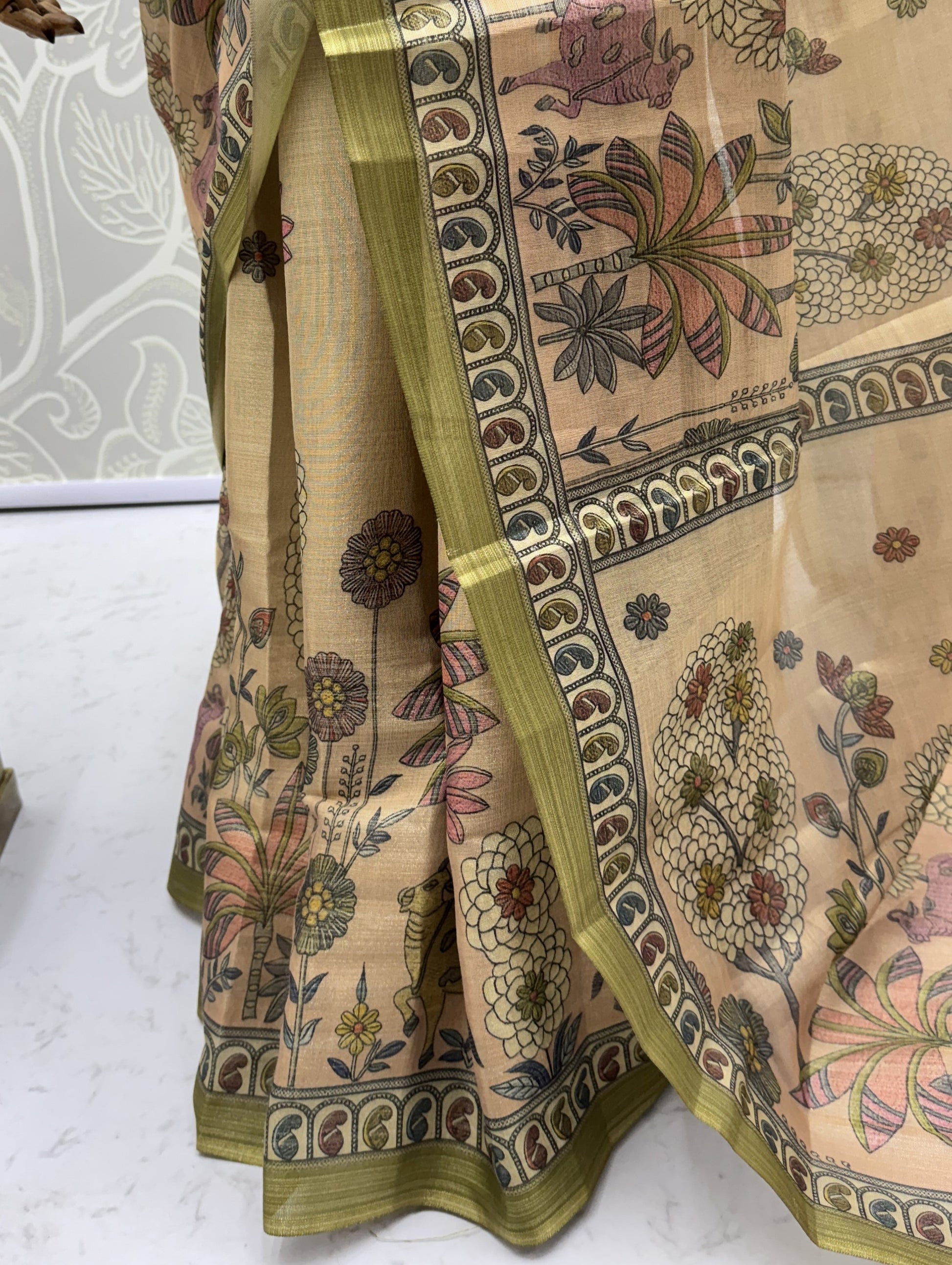Fabulous Beige Dori Work Silk Festival Wear Saree With Blouse