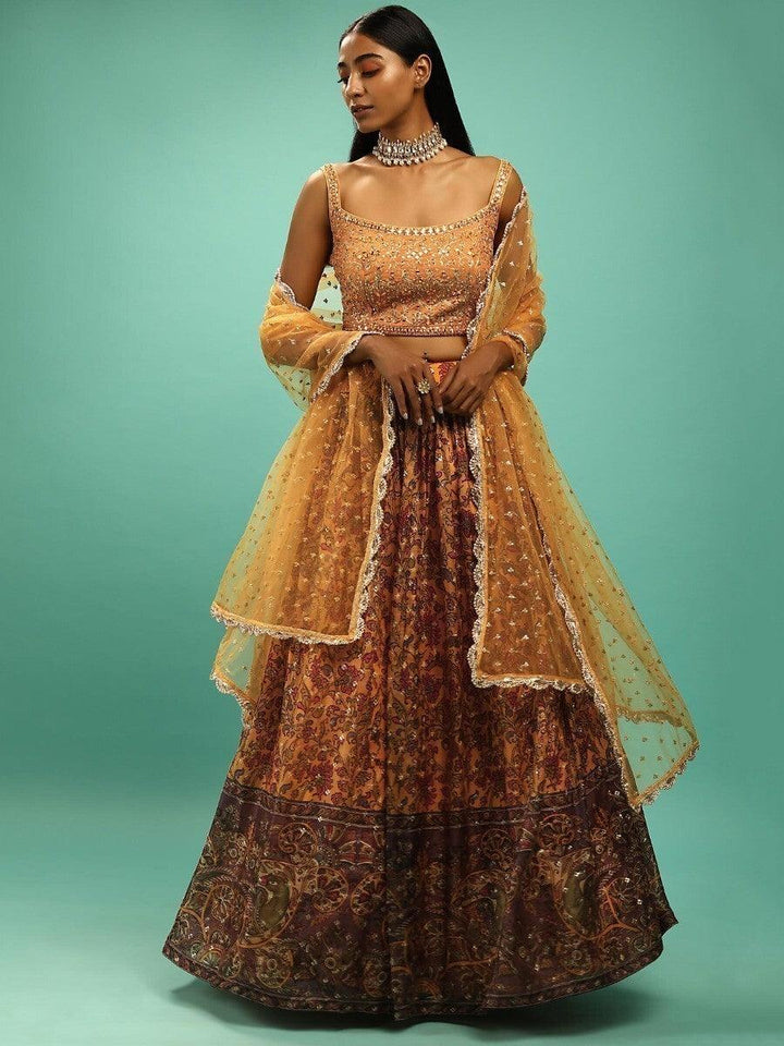 Attractive Yellow Chinon Digital Print Haldi Wear Lehenga Choli
