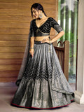 Superb Black Sequins Chinon Events Wear Lehenga Choli With Dupatta