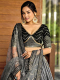 Superb Black Sequins Chinon Events Wear Lehenga Choli With Dupatta