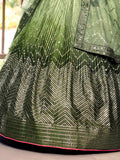 Wonderful Green Sequins Chinon Mehendi Wear Lehenga Choli