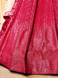 Majestic Pink Sequins Chinon Wedding Wear Lehenga Choli With Dupatta