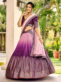 Fabulous Purple Sequins Chinon Traditional Lehenga Choli With Dupatta