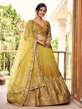 Incredible Yellow Sequins Chinon Haldi Wear Lehenga Choli With Dupatta