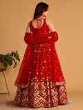 Lovely Red Sequins Georgette Engagement Wear Lehenga Choli