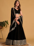 Attractive Black Embroidered Georgette Party Wear Lehenga Choli