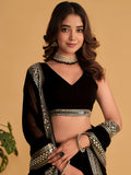 Attractive Black Embroidered Georgette Party Wear Lehenga Choli