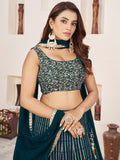 Amazing Teal Green Sequins Georgette Engagement Wear Lehenga Choli
