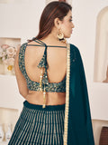 Amazing Teal Green Sequins Georgette Engagement Wear Lehenga Choli