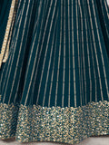 Amazing Teal Green Sequins Georgette Engagement Wear Lehenga Choli