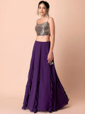 Attractive Purple Georgette Events Party Wear Lehenga Choli With Dupatta