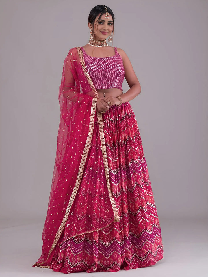Dazzling Pink Digital Printed Georgette Event Wear Lehenga Choli