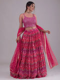 Dazzling Pink Digital Printed Georgette Event Wear Lehenga Choli