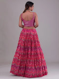Dazzling Pink Digital Printed Georgette Event Wear Lehenga Choli