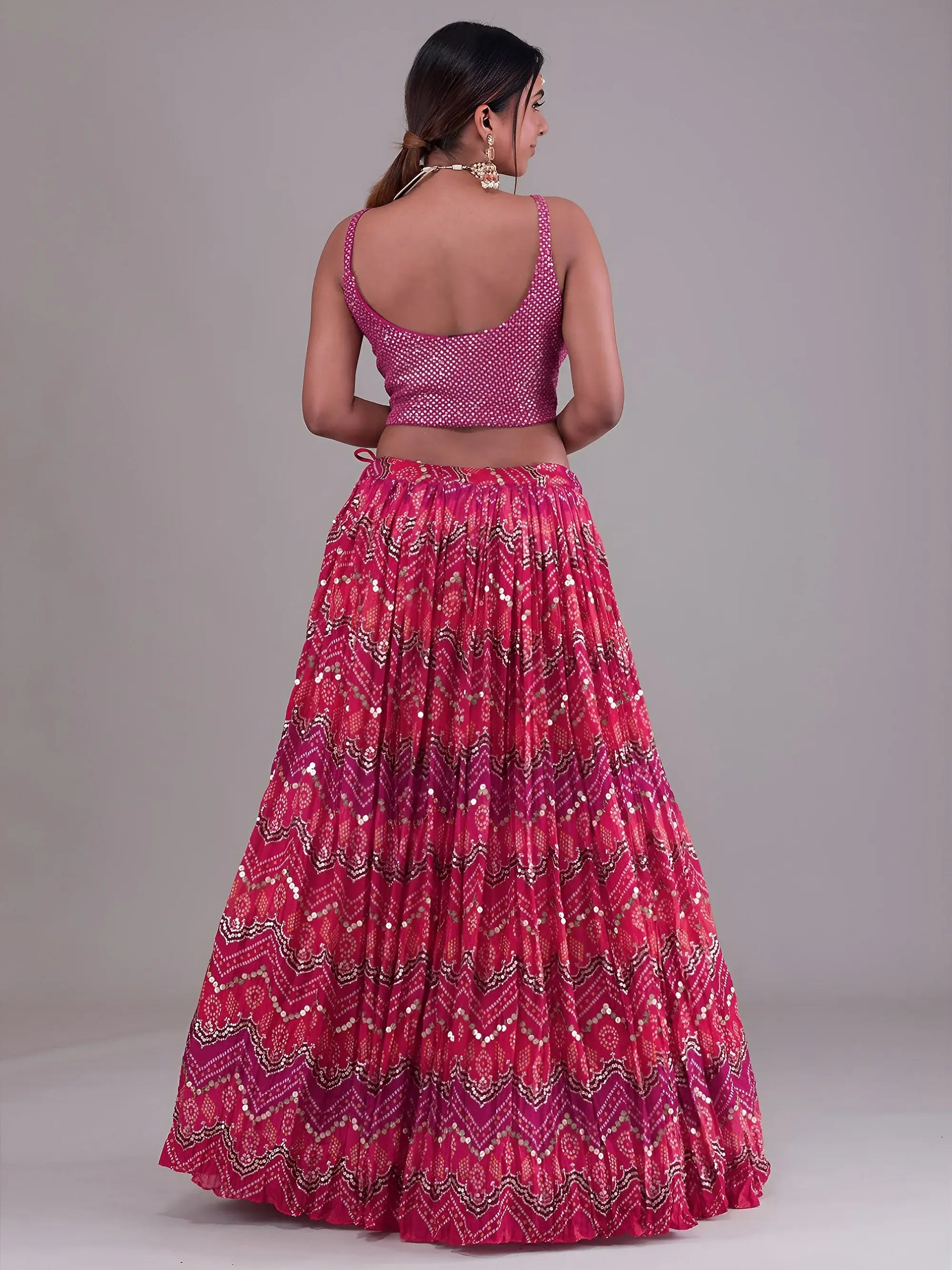 Dazzling Pink Digital Printed Georgette Event Wear Lehenga Choli