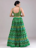 Spectacular Green Sequins Work Georgette Mehendi Wear Lehenga Choli