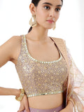 Dazzling Dusty Pink Zari Work Georgette Wedding Wear Lehenga Choli