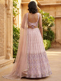 Sparkling Peach Georgette Sangeet Wear Lehenga With Mirror Work Blouse
