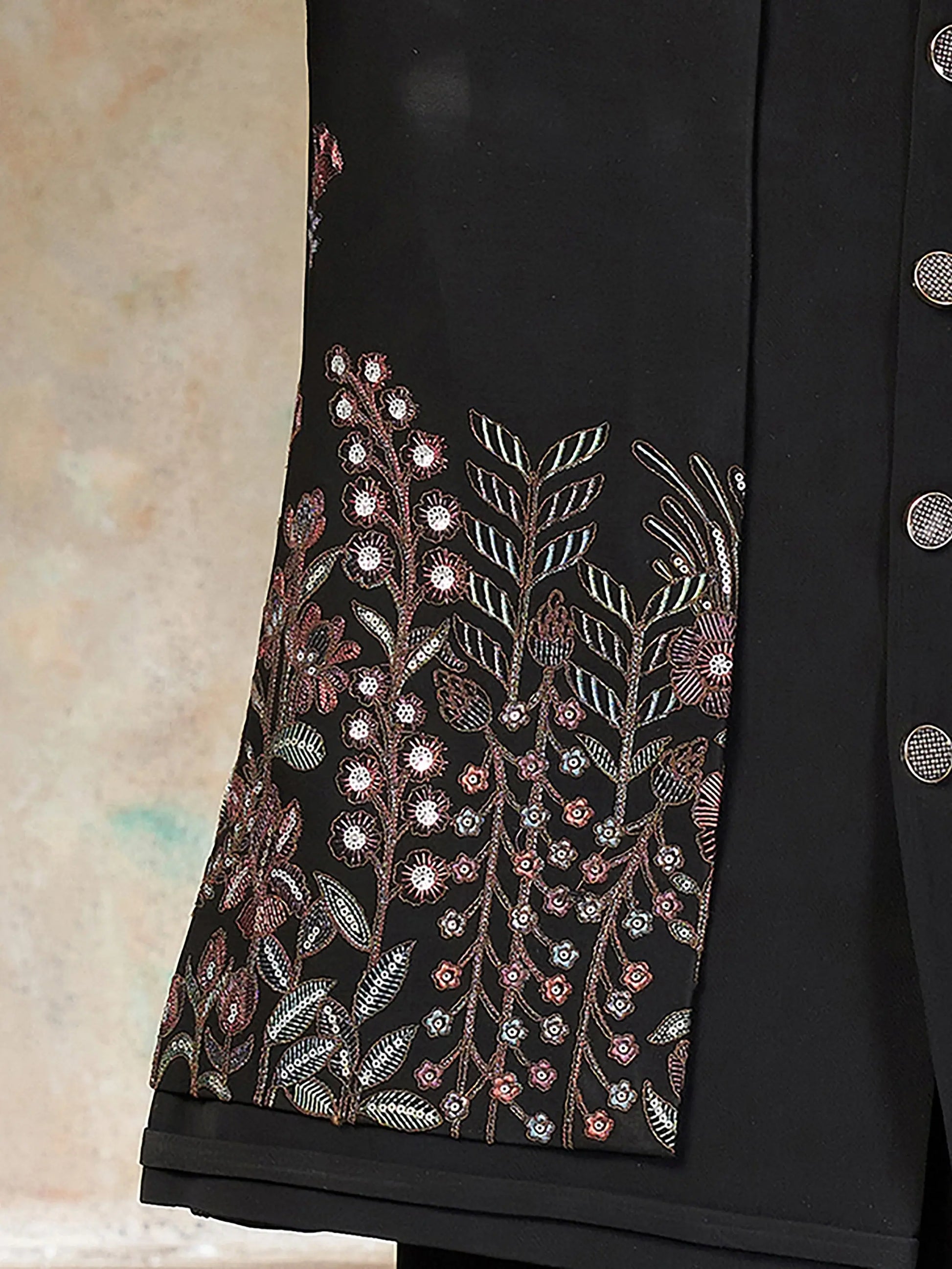 Splendid Black Thread Work Imported Wedding Wear Jothpuri Set For Men