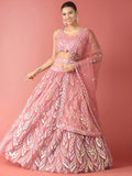 Outstanding Pink Sequins Net Reception Wear Lehenga Choli