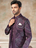 Spectacular Wine Embroidery Imported Reception Wear Jothpuri Set For Men