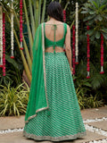 Awesome Green Leheriya Printed Organza Mehendi Wear Lehenga Choli